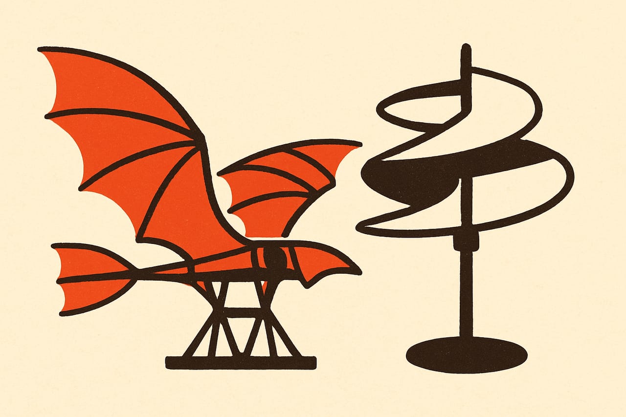 Leonardo's flying machines never left the page
